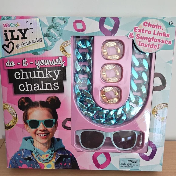 WeCool DIY Chunky Chains Kit - Teal & Pink Accents...ages 6+ - Picture 1 of 4